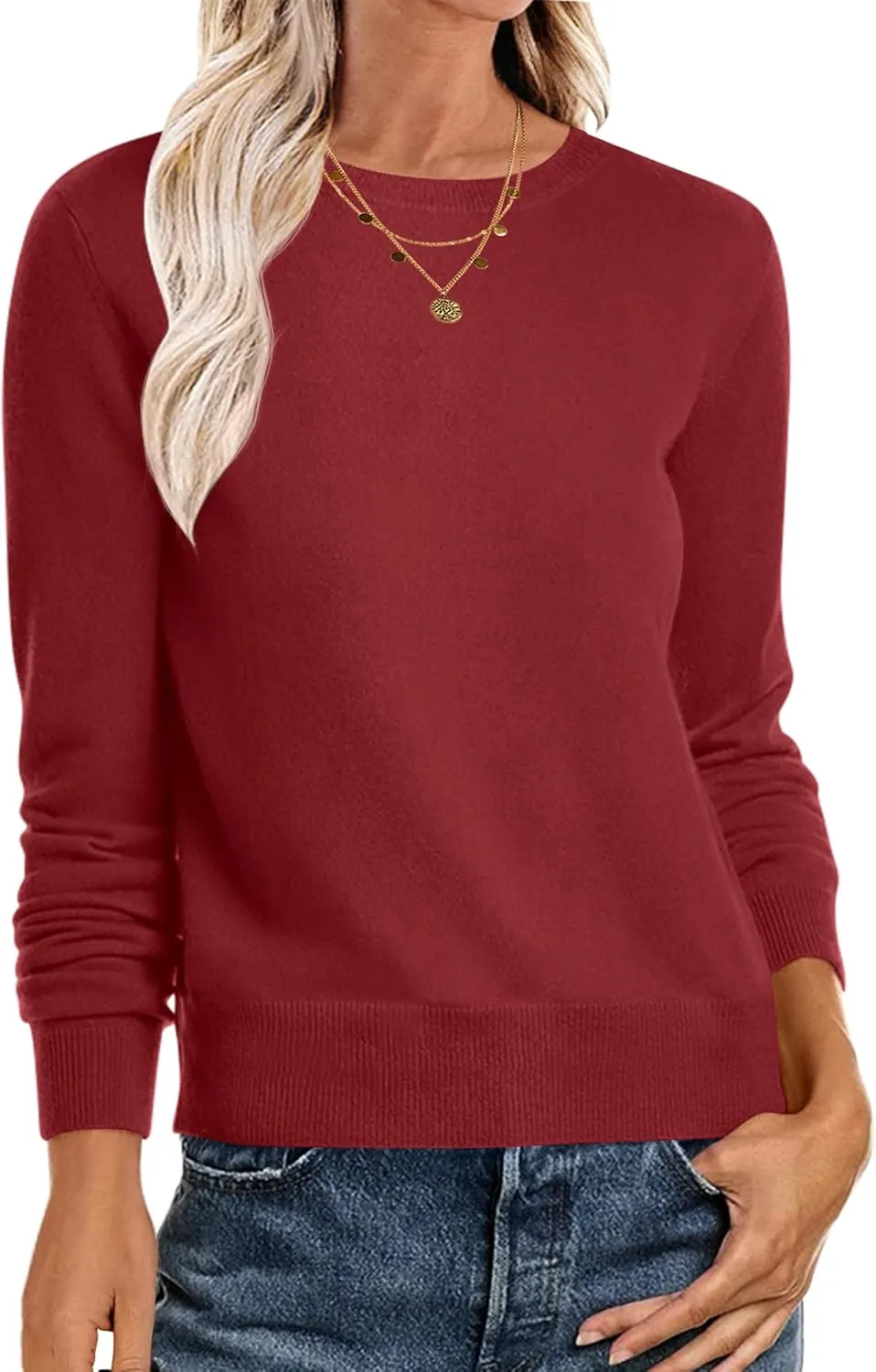 Women’s Long Sleeve Crewneck Soft Fall Pullover Sweater