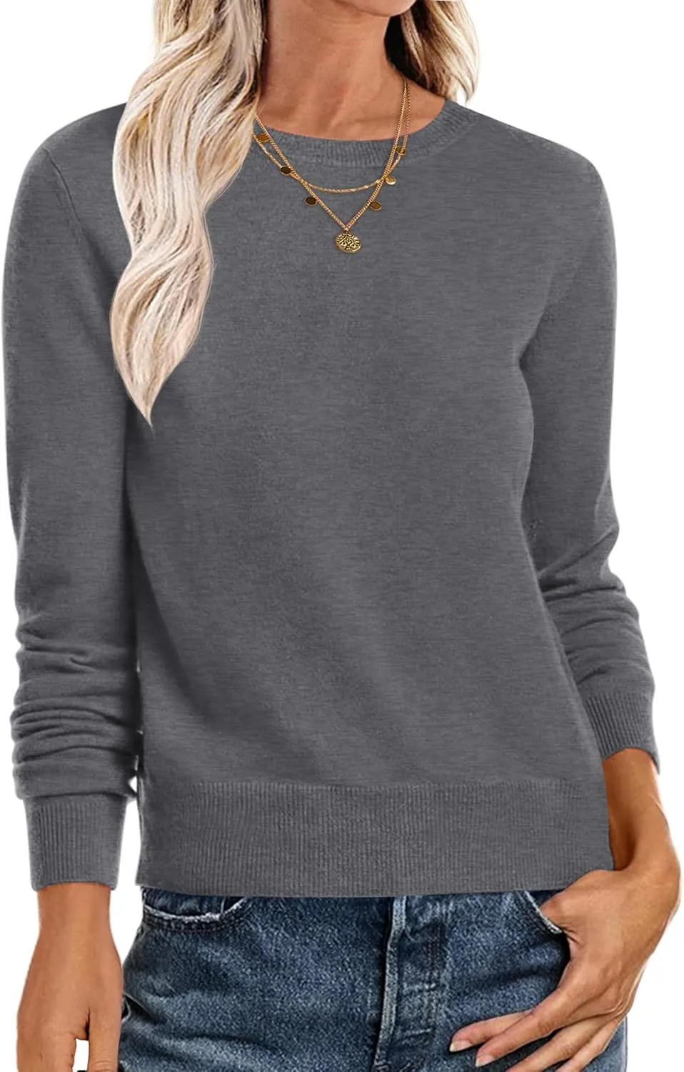 Women’s Long Sleeve Crewneck Soft Fall Pullover Sweater