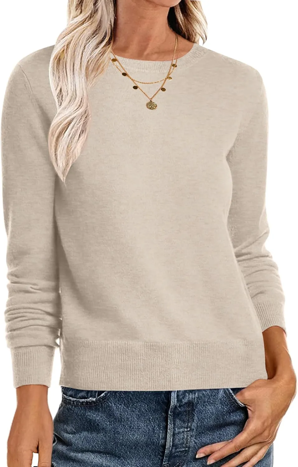 Women’s Long Sleeve Crewneck Soft Fall Pullover Sweater