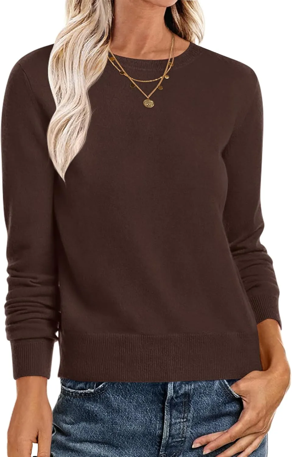 Women’s Long Sleeve Crewneck Soft Fall Pullover Sweater