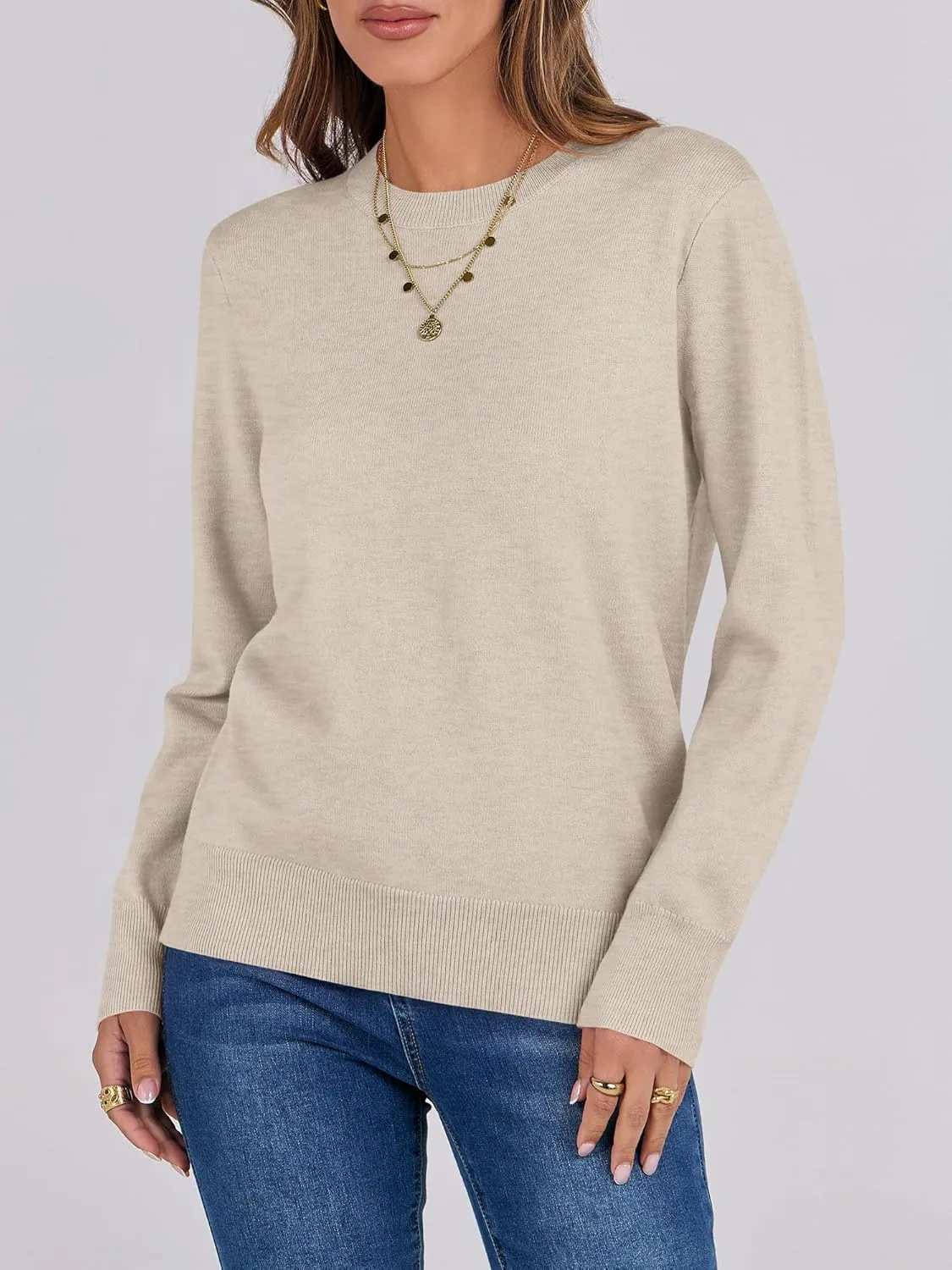 Women’s Long Sleeve Crewneck Soft Fall Pullover Sweater
