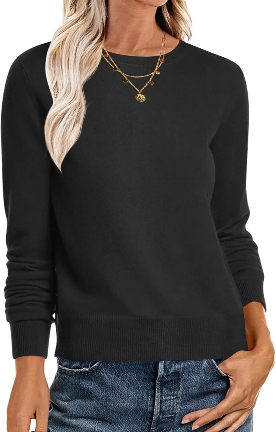 Women’s Long Sleeve Crewneck Soft Fall Pullover Sweater