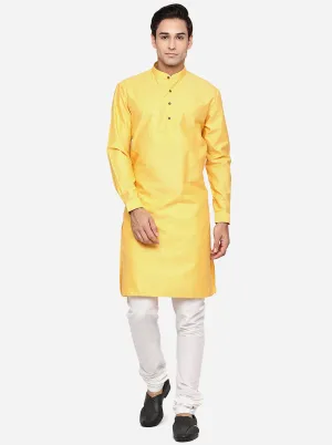 Yellow Self Design Regular Fit Modi Kurta | Modi Kurta