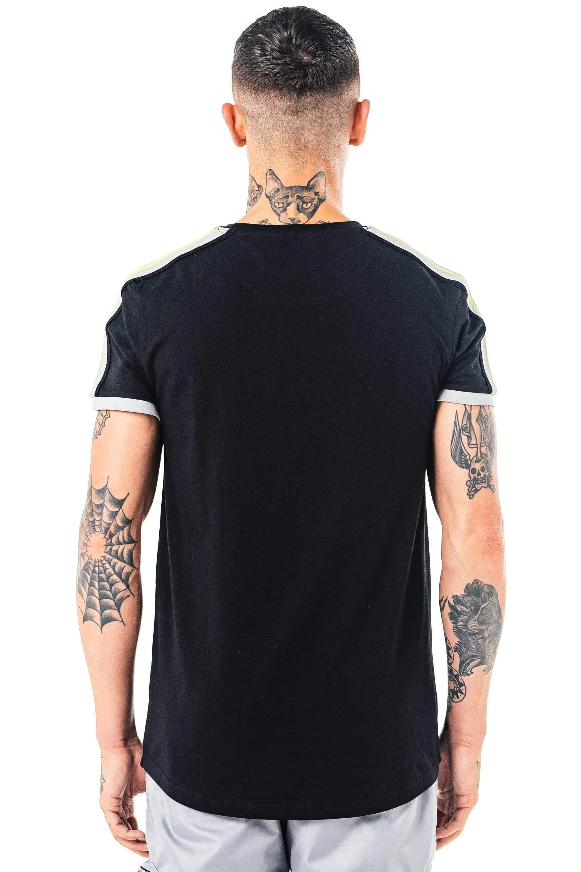 Yopal Knit Tape Design Men's T-Shirt - Black